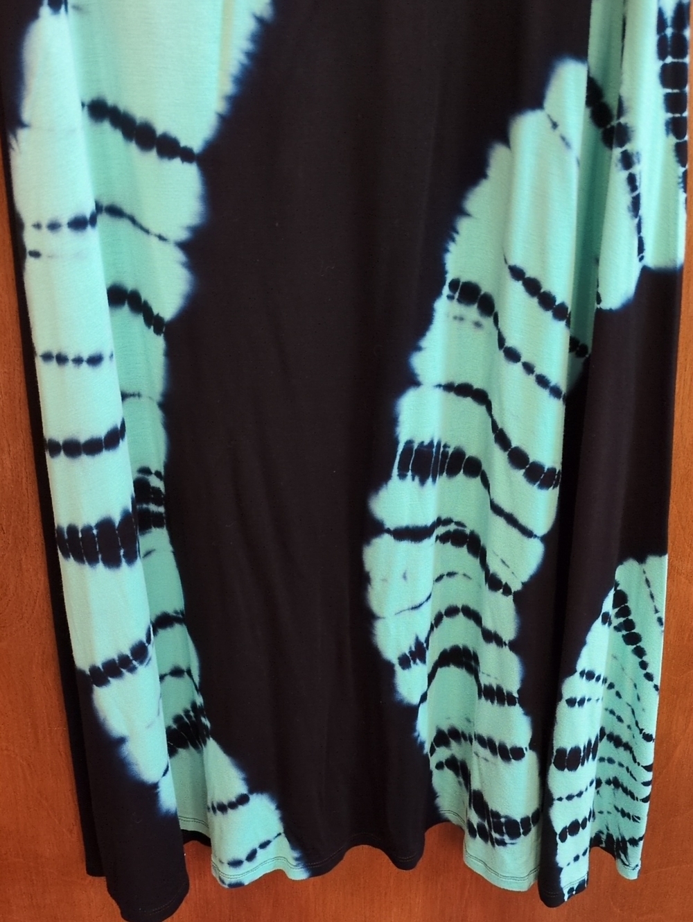 Silver Gate Black & Turquoise Jersey Tie-Dye Maxi Skirt Size L - Picture 3 of 8